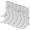 12 Pairs of Premium Cotton Loose Top Diabetic Neuropathy Crew Socks (10-13, White)
