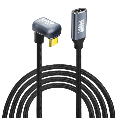 GELRHONR U Shape USB C to USB C Extension Cable, 180° Angle USB Type C Male to Female Charger Cord, 10Gbps 100W PD USB 3.2 Gen2 Type C Fast Charging Cable for i/phone15, Switch, Laptop(2M/6.5Ft)