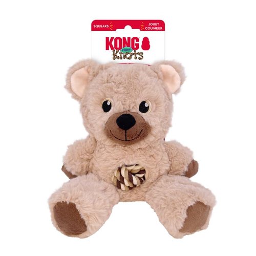 KONG Knots Teddy Bear - Knotted Rope Tummy and Tail - Soft Plush Dog Toy (Medium)