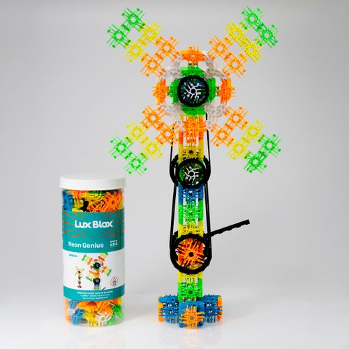 Lux Blox Neon Genius: Construction Blocks for Future Engineers! Fun Educational Toy for Kids.. Boys Girls 6 and up. STEAM STEM Creative Learning Blocks. Gift Toy Children