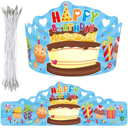 Birthday Crowns for Kids Die-Cut Blue Crowns Classroom Family Birthday School VBS Party Supplies Pack of 30 Preschool Classroom Must Haves