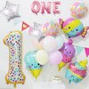 12Pcs Ice Cream Balloons, Ice Cream Candy Birthday Decorations 40 inch Number Pink One Year Old Balloon Mylar Foil Balloon Foil Helium Balloons Sweet One Ice Cream Theme Birthday Party Supplies
