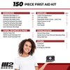 M2 BASICS Compact 150 Piece First Aid Kit w/Carabiner, Emergency Blanket | Medical Survival Bag | Full of Supplies for Home, Office, Outdoors, Car, Camping, Travel