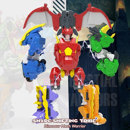 CSDCSD Dinosaur Combined Robot Toys - 6-in-1 Deformation Robot, 10-inch Take Apart Robot Figures for Kids 6-12