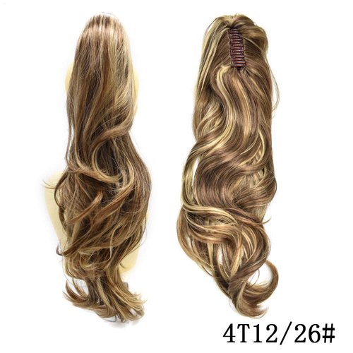 Lyrical Hair 22“ Claw Drawstring Ponytail Synthetic Hairpieces Pony Tail Extension 175g Claw Jaw Clip (4T12/26)