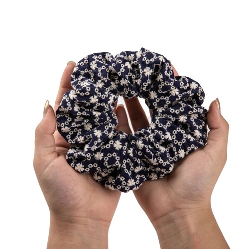 Cicimeiluody Scrunchies for Women's Hair - Organic Cotton Fluffy Hair Scrunchies | Hair Tie Scrunchies for Girls | Scrunchie | Hair Bands & Ponytail Holders (2, Navy Blue, Regular)