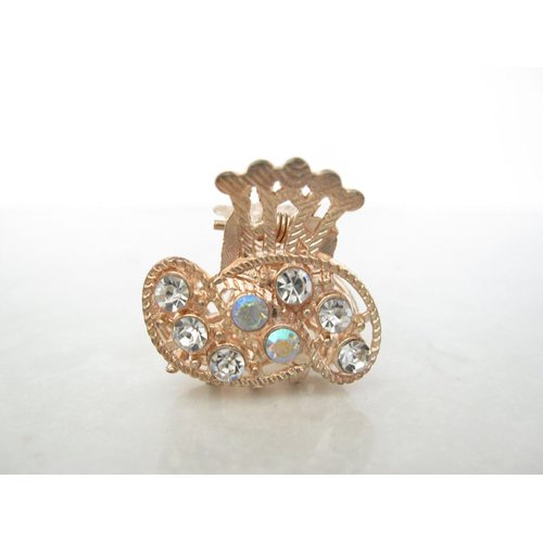 Generic small mini gold metal crystal hair claw clip (Primary color: Blue), 1 Count (Pack of 1)