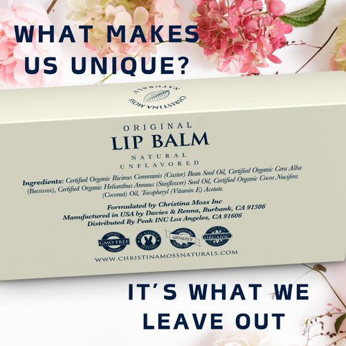 Unflavored Hydrating Lip Balm Can Benefit Dry Cracked Lips, Organic Beeswax, Vit E & Coconut Oil, Lipbalm for Women, Men, Kids Lipbalm, Paraben Free