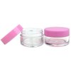Beauticom 24 20g gram Round Clear Container Sample Jars with Pink Lid For Cream Cosmetic Travel Lip Balm Sampling Powder etc.