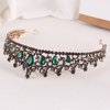 KOVOLITU Black Tiaras and Crowns for Women, Green Rhinestone Queen Crown,Wedding Tiara for Bride, Crystal Costume Hair Accessories for Prom Birthday Party Costume