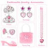 Jaolex Princess Toddler Dress Up Shoes Pretend Play Jewelry Toys Set 3 Pairs of Shoes with Tiara Earrings Necklaces Ring Role Play Shoes Set for Little Girls Aged 3-6 Years Old