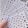 6Sheets Heart Star Nail Art Stickers 3D French Silver Glitter Nail Decals Designer Nail Supplies Metallic Silver Star Love Hearts Nail Designs Sticker for Women DIY Nail Decorations Accessories Crafts