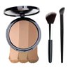 3in1 Face Contour Palette Powder, Face Bronze Powder Bronzer Palette, Sculpting Contouring Makeup Palette with Brush, Coffee Brown Contour for Warm Tone Skin, Natural High-Pigmented Blendable