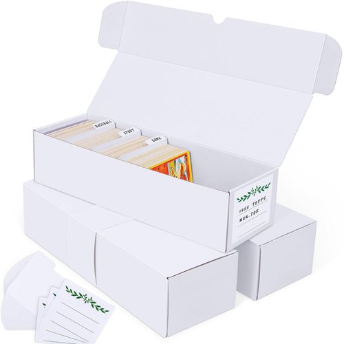 Joyoumess Trading Card Storage Box, Cardboard Storage Boxes with Dividers for Baseball, Sports, Game, Playing Card Collection Organizer, pack of 3