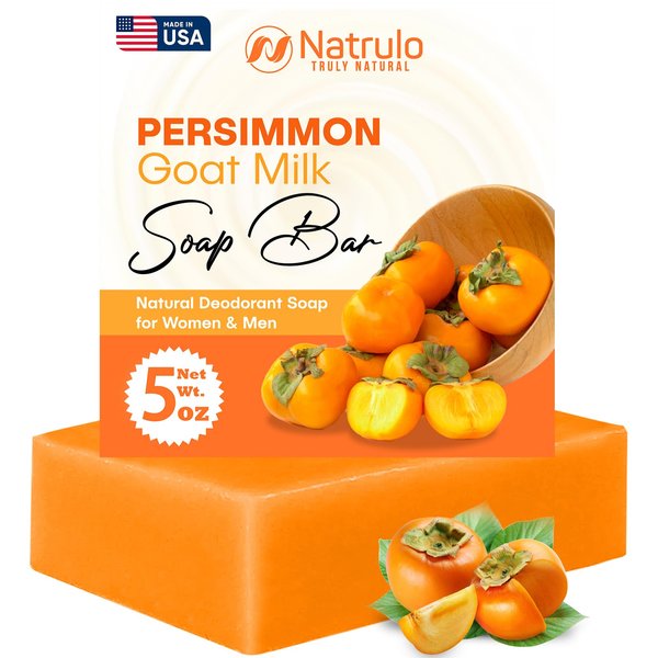 Persimmon Soap Bar for Body Odor Control – Purifying Deodorizing Body Wash with Goat Milk for Eliminating Nonenal Body Odor – Great for Skin Brightening, Natural Deodorant Soap for Men & Women