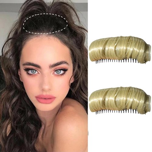 onemily 2PCS Hair Bun Invisible False Hair Clip Hair Base Bump Fluffy Hair Pad Styling Insert Tool Volume Fluffy Princess Styling Increased Hair Pad for Women Girls