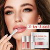 Loobexery 3 Color Plumping Lip Oil, 3-IN-1 Hydrating Lip Gloss Tinted Lip Balm Transparent Toot Lip Oil, Big Brush Head Glitter Shine Long Lasting Moisturizing Lip Glow Oil Nourishing Non-sticky (B#)