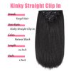 Yargel Hair 24 Inch Kinky Straight Clip in Hair Extensions for Black Women Full Head Yaki Straight Seamless Clip ins Synthetic Hair Pieces(1 pack)