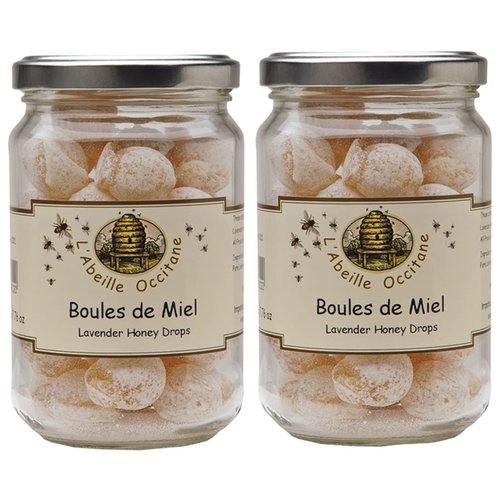Mas des Abeilles Boules de Miel French Lavender Honey Drops 8.80-Ounce Jar (Pack of 2)