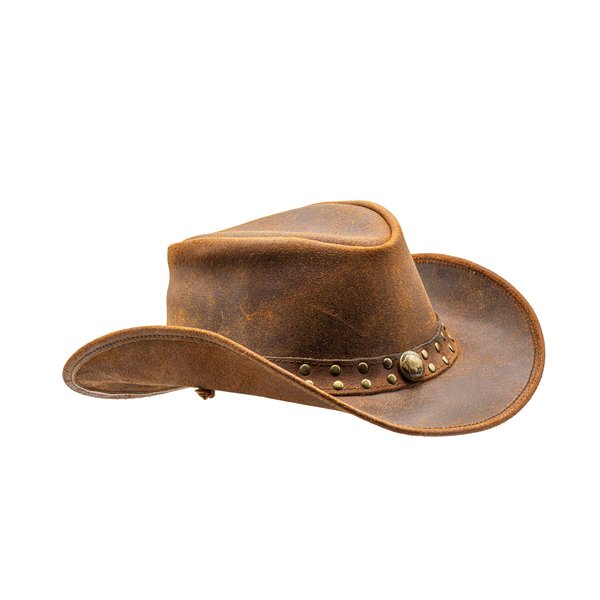 HADZAM Unisex Australian Style Leather Cowboy hat Shapeable into Outback hat Western Vintage Leather hat