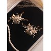Kercisbeauty Gold Hair Comb Set for Women Wedding Bridal Headpiece with Champagne Crystal Pearl Hair Accessories