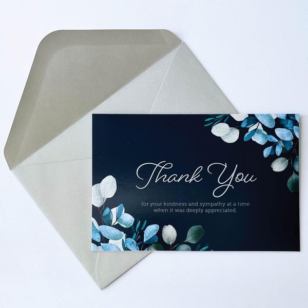 CARDAMONOLY Sympathy Thank You Cards with Envelopes - Set of Floral Watercolor Notes with Matching Stickers & Greenery Accents - Memorial, Funeral, Bereavement, Celebration of Life