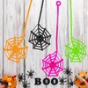 Glow Fever 24Pcs Sticky Spider Web Party Favors Pack, 7.5 inches in Total Length, Halloween Party Favors, Gifts For Birthday, Goodie Bag Classroom Prizes, 4 colors