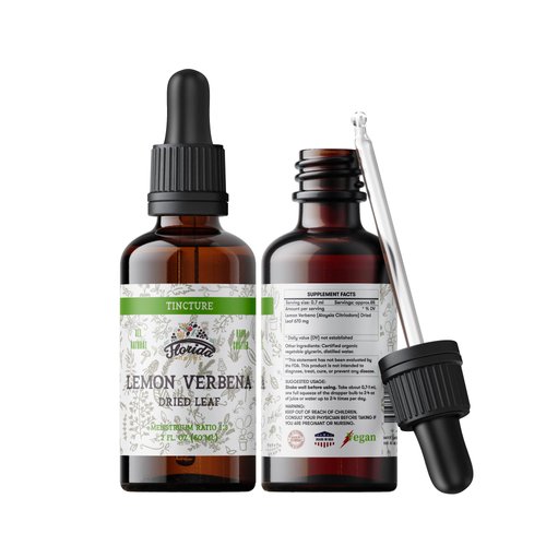 FLORIDA HERBS Lemon Verbena Liquid Extract, Lemon Verbena (Aloysia Citriodora) Dried Leaf, Herbal Supplement, Non-GMO in Cold-Pressed Organic Vegetable Glycerin 700 mg, 2 oz (60 ml)