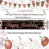 Happy Birthday Decorations - Black and Rose Gold Happy Birthday Banner Sign, Happy Birthday Backdrop for Girls Women Birthday Party Decorations