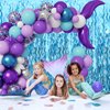 Wavy Tinsel Foil Fringe Curtains 3 pcs Teal Blue Backdrop for Mermaid Birthday,Under The Sea Party,Baby Shark Birthday Decorations(3.2 ft x 6.6 ft)