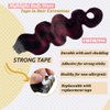 Burgundy Body Wave Tape in Human Hair Extensions Highlight Natural Black to Burgundy Hair Extensions 100% Real Human Hair Double Sided Tape in Ombre Human Hair Tape in Extensions 16 Inch #1B/99J