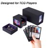 Venssu MTG Deck Box With two Display Windows,Card Deck Box fits 200 Double Sleeved Cards,Commander Deck Box With Dice Tray (Black and Purple)