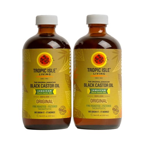 Tropic Isle Living- Jamaican Black Castor Oil-8oz Glass Bottle (2 Pack)