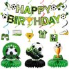 16 Pcs Soccer Birthday Party Decorations Soccer Party Supplies Include Soccer Happy Birthday Banner, Paper Cutouts, Honeycomb Centerpiece, Soccer Hanging Swirl for Boys Kids Sports Football Parties