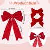 3 PCS Velvet Bows Hair Clip Ribbon Red Accessories Ponytail Holder Hair Bow for Women Girls Toddlers Teens Kids