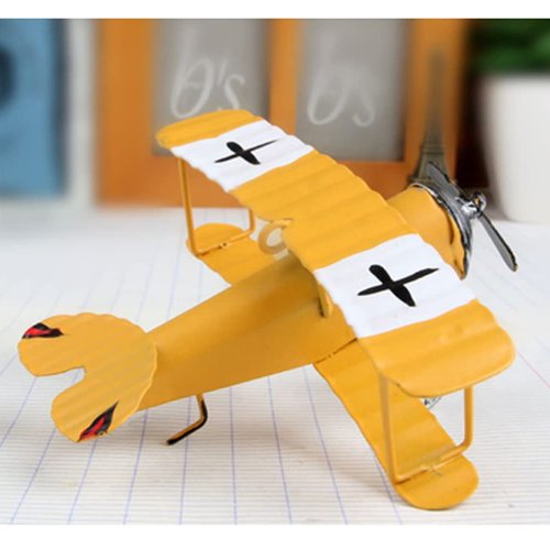 TOYANDONA Toy Airplane 2pcs Vintage Metal Planes Model Iron Retro Glider Biplane Pendant Model Airplane Kids Toy Home Office Decor ( Blue and Yellow ) Iron Metal Plane
