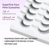 Lashes False Eyelashes Natural Cat Eye Lashes 14mm Wispy Eyelashes with Thin Band 3D Volume False Lashes Soft Strip Lashes Pack C Curl Natural Eyelashes Fake Lashes 7 Pair EVENTILL