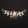 Teyglen Bride Flower Wedding Hair Comb Handmade Gold Leaf Flower Headpiece for Bride Flower Bridal Crystal Hair Comb Hair Jewelry for Women Wedding Party