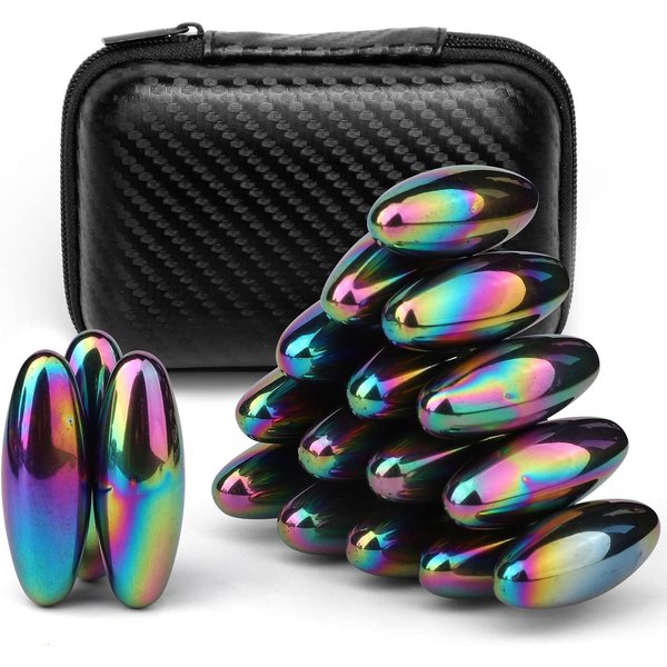 Rattle Magnets Snake Eggs for Adults, Magnetic Stones Oval Science Kit Toy, Fidget Toys Bulk for Stress Ball & Decoration for Home Office Refrigerator Ferrite Putty Holiday Stocking Sutffer 18 Pack