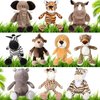 HyDren 10 Pcs Safari Stuffed Animals Plush Jungle Animal Toys for Girls Boys, Elephant Giraffe Lion Tiger Monkey Rhinoceros Zebra White Tiger Leopard Hippo for School Achievement Award