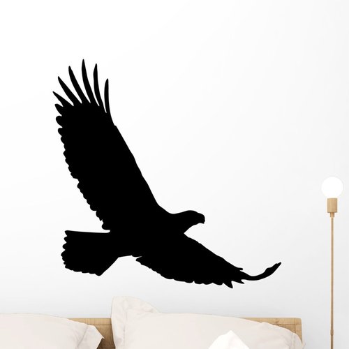 Wallmonkeys WM348679 Animal Silhouette Eagle Style 12-Black Peel and Stick Wall Decals, 24" H x 24" W-Medium