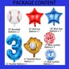 HADCKJA Baseball Balloons Baseball Birthday Party Supplies with 3rd Balloon Baseball Glove Balloon Red Blue Star Red Blue Confetti Balloon for Boy Shower Decorations Birthday Party Decorations 9Pcs