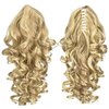 SWACC 12-Inch Short Screw Curls Claw Clip Ponytail Extensions Synthetic Clip in Drawstring Curly Ponytail Hairpiece Jaw Clip Hair Extension (Dark Honey Blonde/Bleach Blonde Highlights-16H613#)