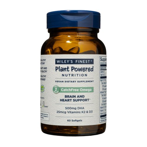 Wiley's Finest CatchFree Omega - Vegan, Non-GMO Fish Oil Alternative - Full Spectrum Omega-3 Liquid Supplement with Organic Plant-Based Algae Oil - 60 Softgels (60 Servings)