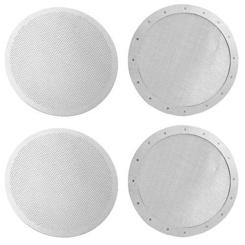 ACKLLR 4 Pack Premium Reusable Coffee Filters Compatible with AeroPress Go coffee press, Old/New Aerobie Coffee Makers, 2 Types Washable Stainless Steel Metal Mesh Fine Micro-Filters, Silver