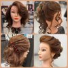 Mannequin Head with 100% Human Hair, SZCY LLC 18" Dark Brown Real Hair Cosmetology Mannequin Head Hair Styling Hairdressing Practice Training Doll Heads with Clamp Holder and Tools