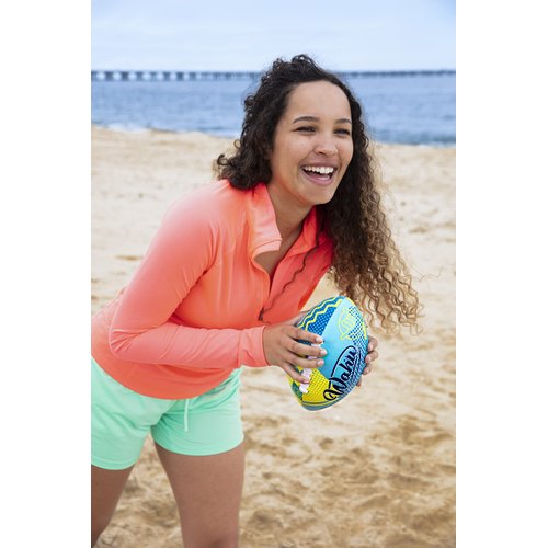 Wahu 100% Waterproof Beach Football with Real Laces for in and Out of Water Play, 9" Outdoor Football for Pool and Beach Games, Blue