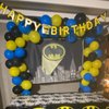 Balloons Blue Yellow and Black 60 Pcs, 12 Inch Dark Blue Yellow and Black Latex Balloons with Metallic Silver Balloons for Boys Police Robots Bat Hero Birthday Graduation Halloween Party Decorations