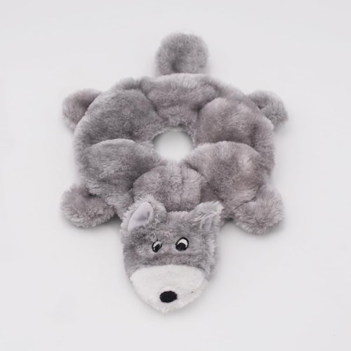 ZippyPaws - Loopy - No Stuffing Squeaky Plush Dog Toy - for Small and Medium Dogs - Wolf