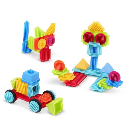 Battat- Bristle Blocks- STEM Interlocking Building Blocks- 50 pc Playset- Reusable Carry Case - Developmental Toys for Toddlers & Kids- Basic Builder Case- 2 Years +